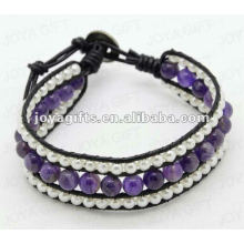 Amistad Amethyst Perlas Redondas Envolver Pulseras